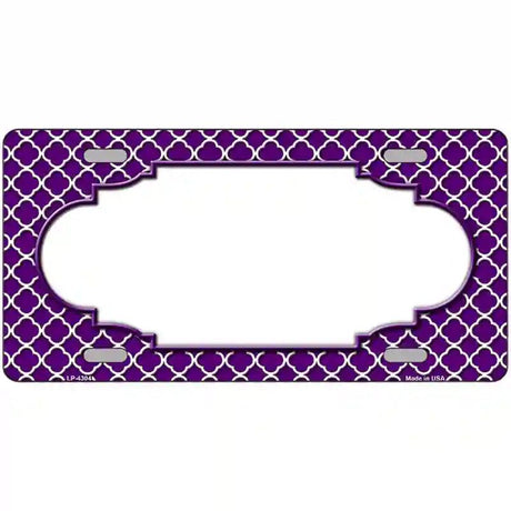 Purple White Quatrefoil Center Scallop Metal Novelty License Plate 12" x 6" (LP)