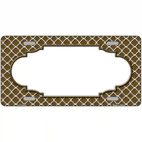 Brown White Quatrefoil Center Scallop Metal Novelty License Plate 12" x 6" (LP)