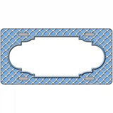 Light Blue White Quatrefoil Center Scallop Metal Novelty License Plate 12" x 6" (LP)