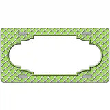 Lime Green White Quatrefoil Center Scallop Metal Novelty License Plate 12" x 6" (LP)
