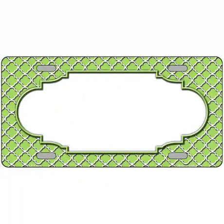 Lime Green White Quatrefoil Center Scallop Metal Novelty License Plate 12" x 6" (LP)