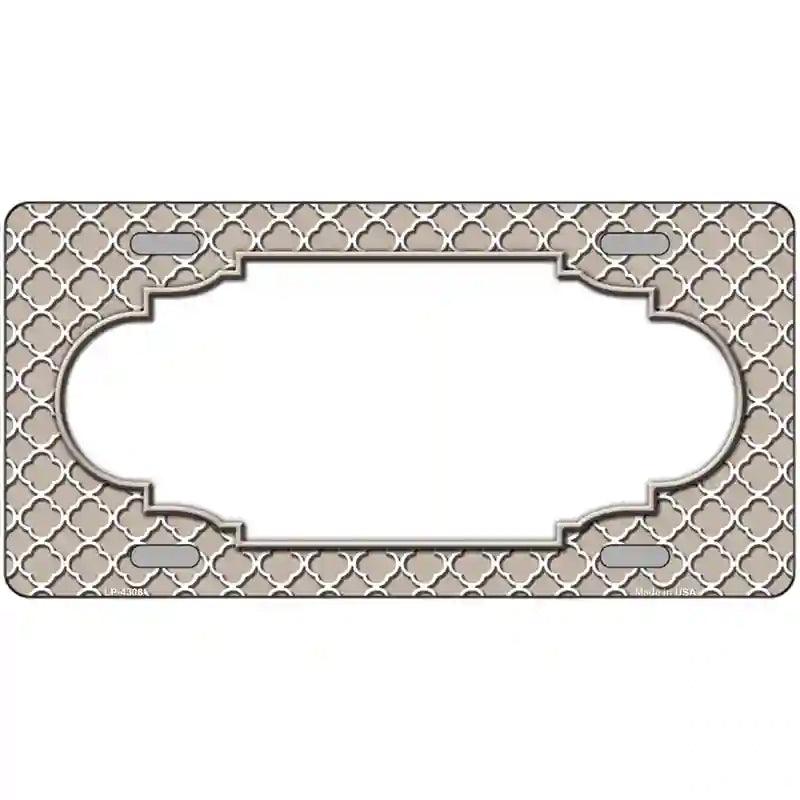 Tan White Quatrefoil Center Scallop Metal Novelty License Plate 12" x 6" (LP)