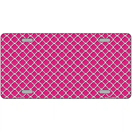 Pink White Quatrefoil Metal Novelty License Plate 12" x 6" (LP)