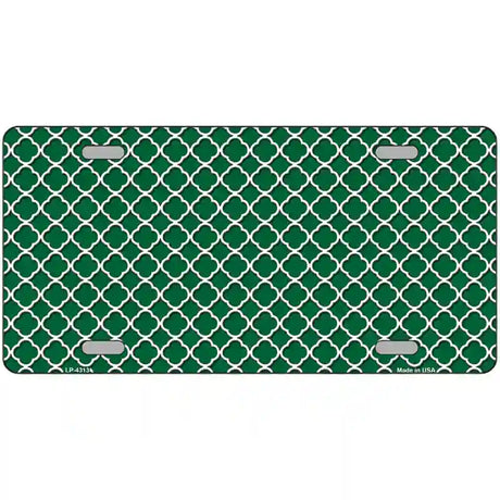Green White Quatrefoil Metal Novelty License Plate 12" x 6" (LP)