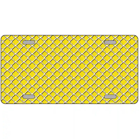 Yellow White Quatrefoil Metal Novelty License Plate 12" x 6" (LP)
