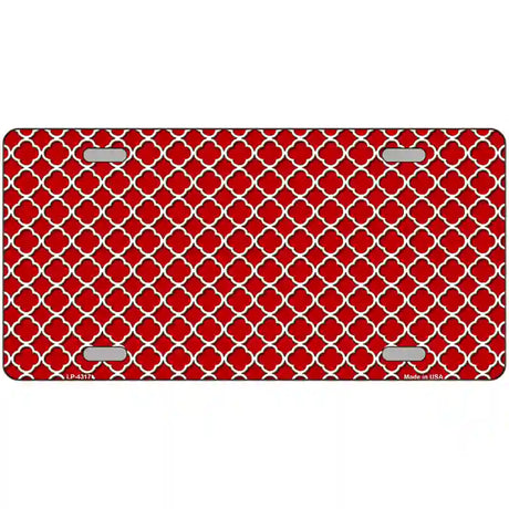 Red White Quatrefoil Metal Novelty License Plate 12" x 6" (LP)