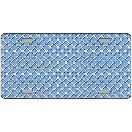 Light Blue White Quatrefoil Metal Novelty License Plate 12" x 6" (LP)