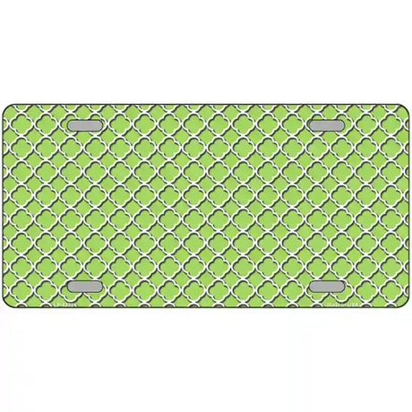 Lime Green White Quatrefoil Metal Novelty License Plate 12" x 6" (LP)