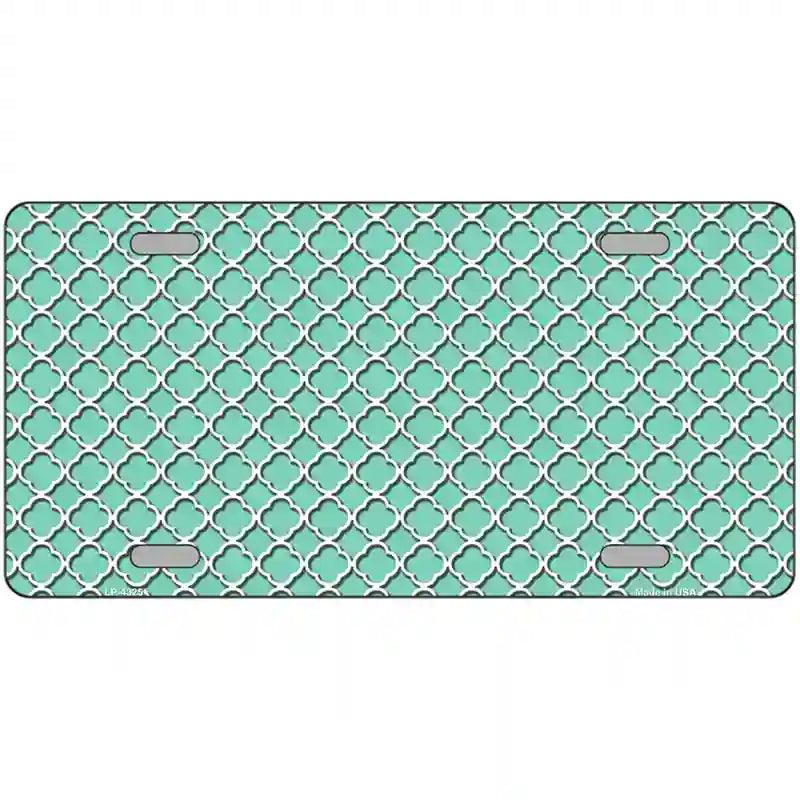 Mint White Quatrefoil Metal Novelty License Plate 12" x 6" (LP)