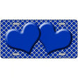 Blue White Quatrefoil Blue Center Hearts Metal Novelty License Plate 12" x 6" (LP)
