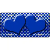 Blue White Quatrefoil Blue Center Hearts Metal Novelty License Plate 12" x 6" (LP)
