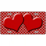 Red White Quatrefoil Red Center Hearts Metal Novelty License Plate 12" x 6" (LP)