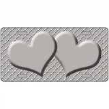 Grey White Quatrefoil Grey Center Hearts Metal Novelty License Plate 12" x 6" (LP)
