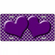 Purple White Quatrefoil Purple Center Hearts Metal Novelty License Plate 12" x 6" (LP)