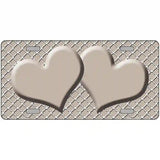 Tan White Quatrefoil Tan Center Hearts Metal Novelty License Plate 12" x 6" (LP)