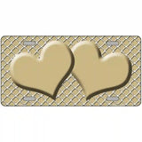 Gold White Quatrefoil Gold Center Hearts Metal Novelty License Plate 12" x 6" (LP)