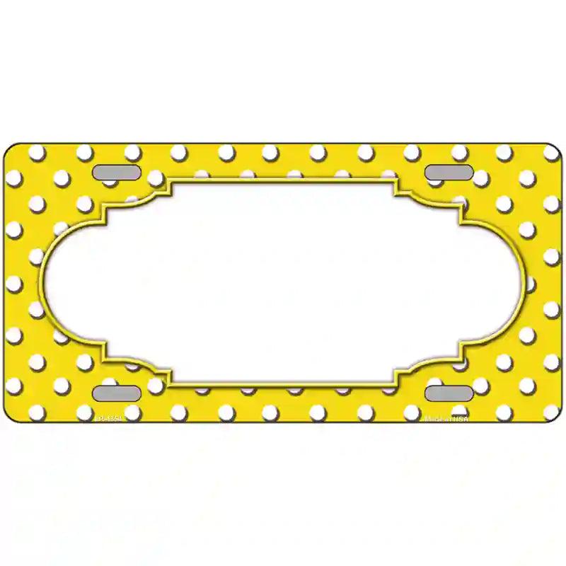 Scallop Yellow White Polka Dot Metal Novelty License Plate 12" x 6" (LP)