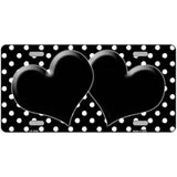 Black White Polka Dot Center Hearts Metal Novelty License Plate 12" x 6" (LP)