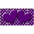 Purple White Polka Dot Center Hearts Metal Novelty License Plate 12" x 6" (LP)