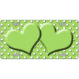 Lime Green White Polka Dot Center Hearts Metal Novelty License Plate 12" x 6" (LP)