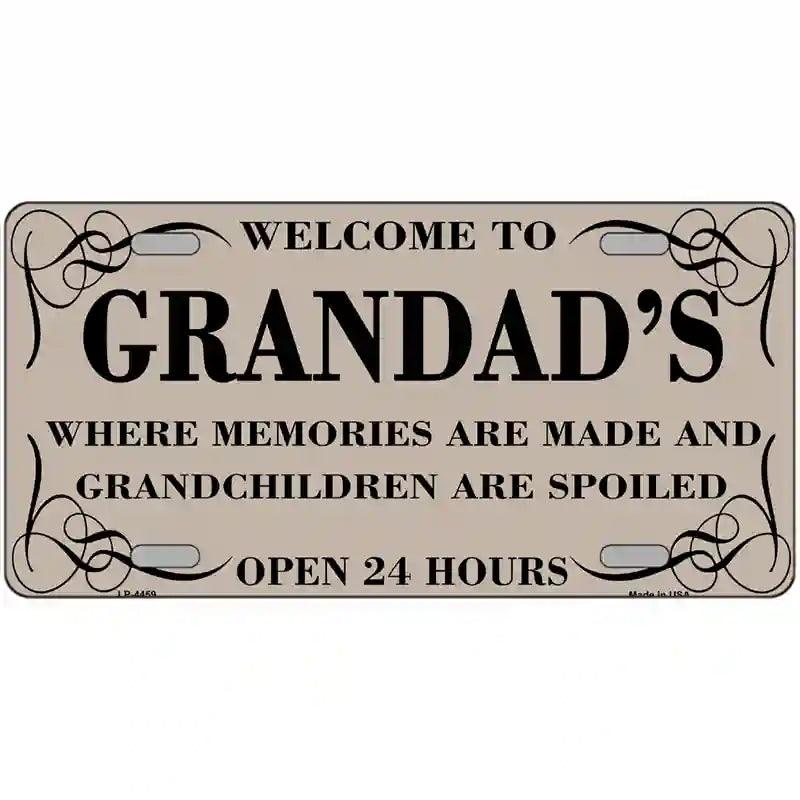 Welcome To Grandads Metal Novelty License Plate 12" x 6" (LP)