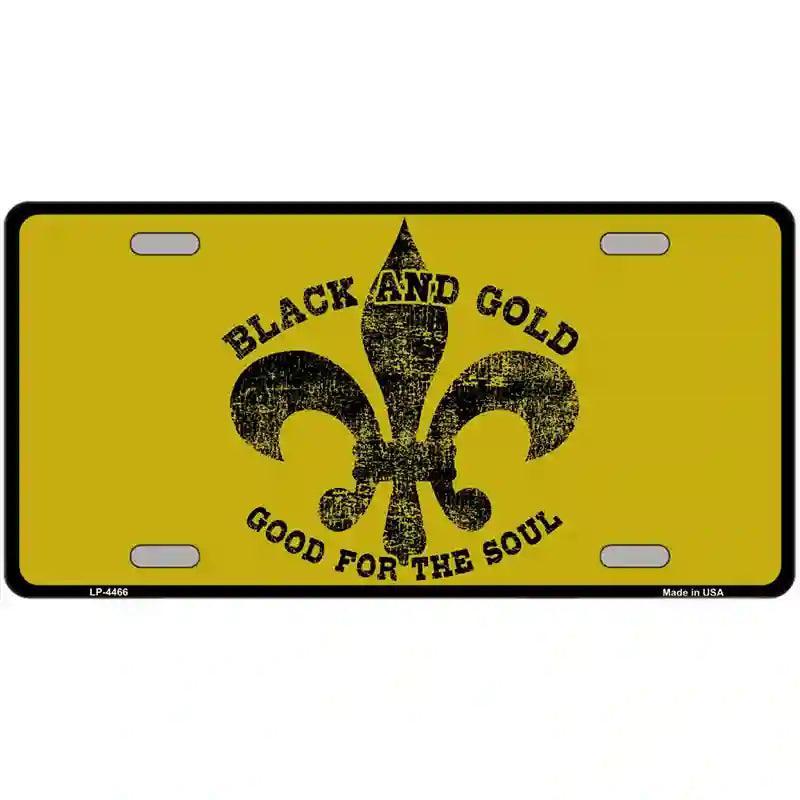 Saints Fleur De Lis Gold Metal Novelty License Plate 12" x 6" (LP)