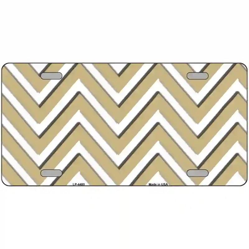 Gold White Chevron Metal Novelty License Plate LP-4480 12" x 6" (LP)
