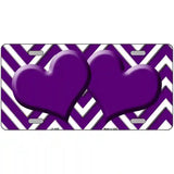 Purple White Chevron Purple Center Hearts Metal Novelty License Plate LP-4490 12" x 6" (LP)