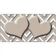 Tan White Chevron Tan Center Hearts Metal Novelty License Plate LP-4494 12" x 6" (LP)