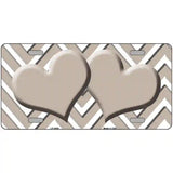 Tan White Chevron Tan Center Hearts Metal Novelty License Plate LP-4494 12" x 6" (LP)