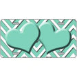 Mint White Chevron Mint Center Hearts Metal Novelty License Plate LP-4496 12" x 6" (LP)