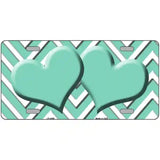 Mint White Chevron Mint Center Hearts Metal Novelty License Plate LP-4496 12" x 6" (LP)