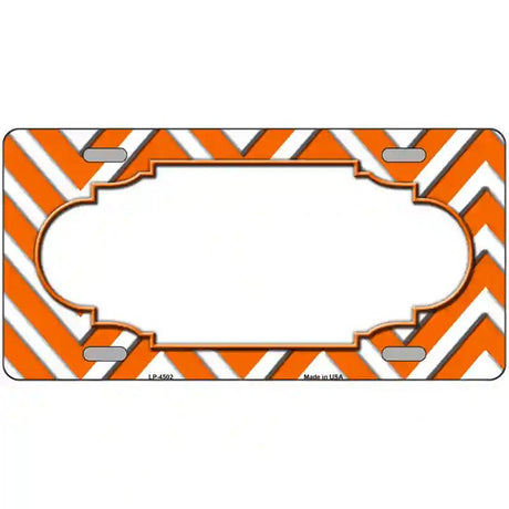 Orange White Chevron Center Scallop Metal Novelty License Plate 12" x 6" (LP)