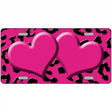 Pink Black Cheetah Pink Center Hearts Metal Novelty License Plate 12" x 6" (LP)