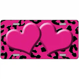 Pink Black Cheetah Pink Center Hearts Metal Novelty License Plate 12" x 6" (LP)