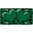 Green Black Cheetah Green Center Hearts Metal Novelty License Plate 12" x 6" (LP)
