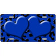 Blue Black Cheetah Blue Center Hearts Metal Novelty License Plate 12" x 6" (LP)