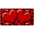 Red Black Cheetah Red Center Hearts Metal Novelty License Plate 12" x 6" (LP)