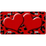 Red Black Cheetah Red Center Hearts Metal Novelty License Plate 12" x 6" (LP)