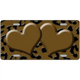 Brown Black Cheetah Brown Center Hearts Metal Novelty License Plate 12" x 6" (LP)