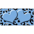 Light Blue Black Cheetah Light Blue Center Hearts Metal Novelty License Plate 12" x 6" (LP)
