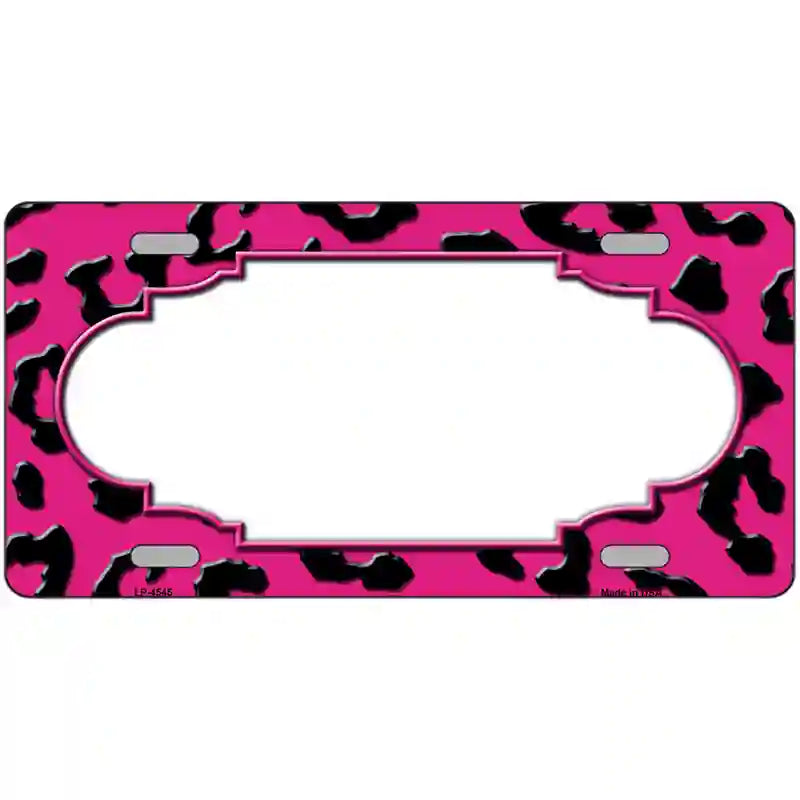 Pink Black Cheetah Scallop Metal Novelty License Plate 12" x 6" (LP)