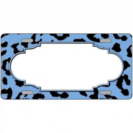 Light Blue Black Cheetah Scallop Metal Novelty License Plate 12" x 6" (LP)