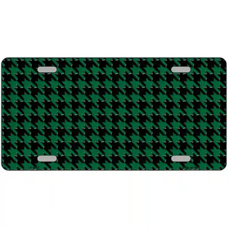 Green Black Houndstooth Metal Novelty License Plate 12" x 6" (LP)