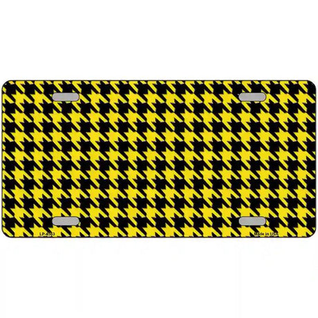Yellow Black Houndstooth Metal Novelty License Plate 12" x 6" (LP)