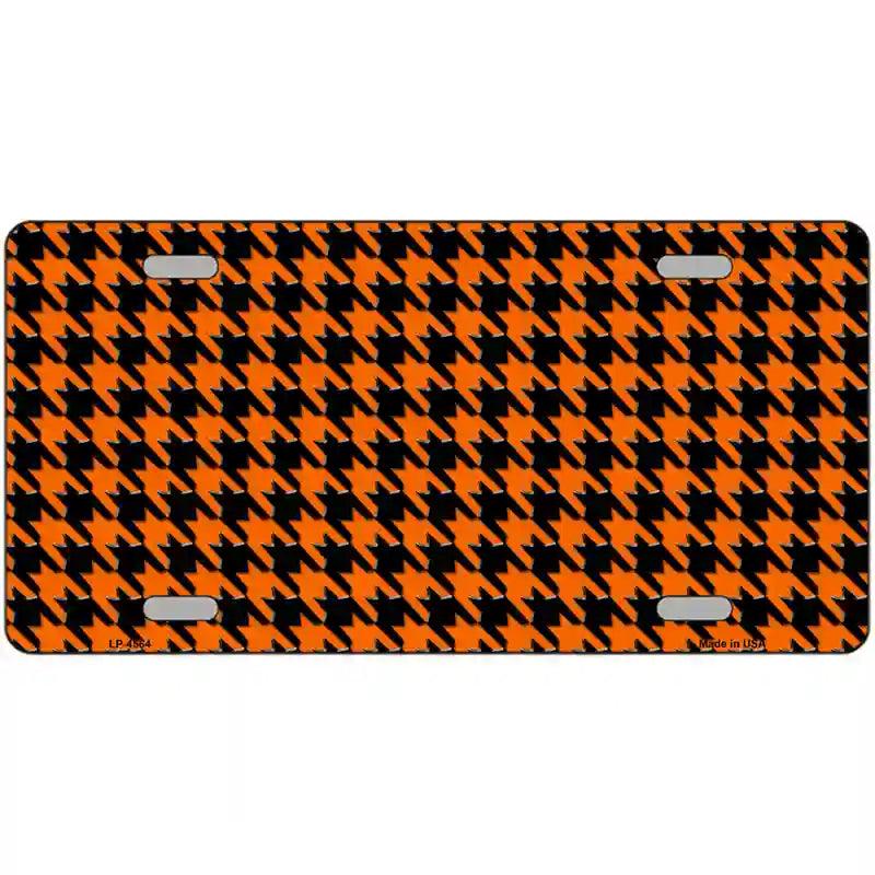 Orange Black Houndstooth Metal Novelty License Plate 12" x 6" (LP)