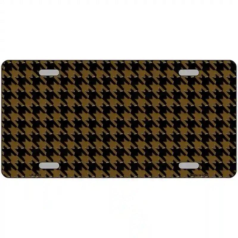 Brown Black Houndstooth Metal Novelty License Plate 12" x 6" (LP)