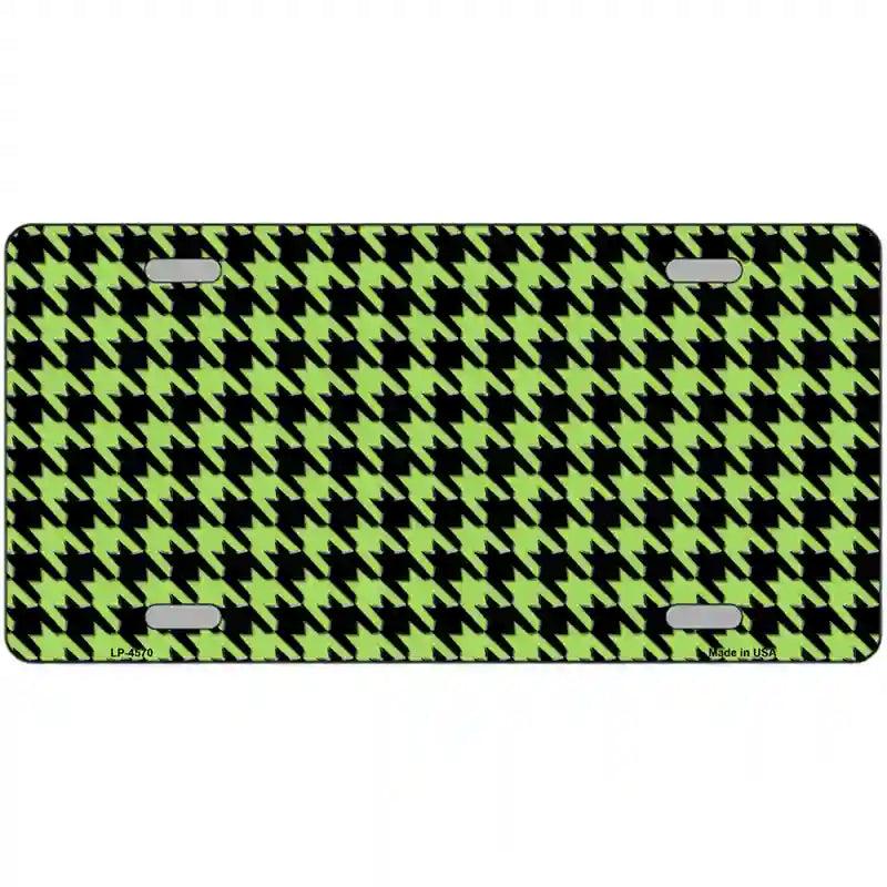 Lime Green Black Houndstooth Metal Novelty License Plate 12" x 6" (LP)