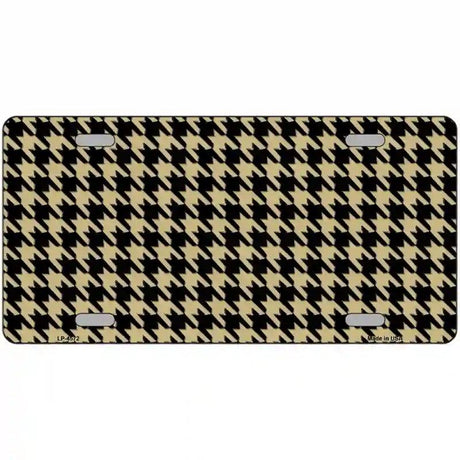 Gold Black Houndstooth Metal Novelty License Plate 12" x 6" (LP)