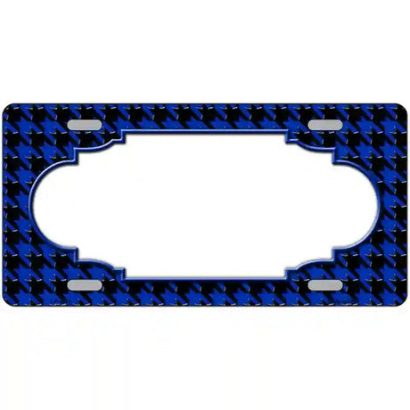 Blue Black Houndstooth Scallop Center Metal Novelty License Plate 12" x 6" (LP)